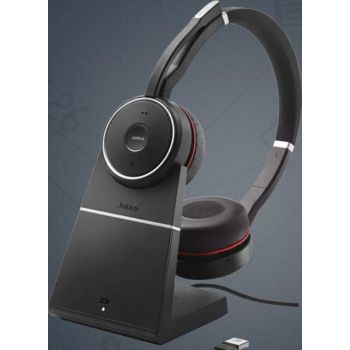  Jabra Evolve 75 MS Wireless Headset, Stereo – Includes Link 370 USB Adapter – Bluetooth Headset with World-Class Speakers, Active Noise-Cancelling Microphone, All Day Battery 