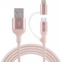  Turtle Brand 2 in 1 MFi Lightning Rope cable - Rose Gold 