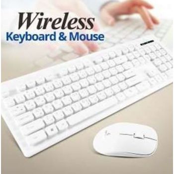  Genuine Wireless Desktop Keyboard Mouse Combo (White) 