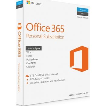  Microsoft Office 365 Personal Software, 1-year subscription with Online Product Key License 