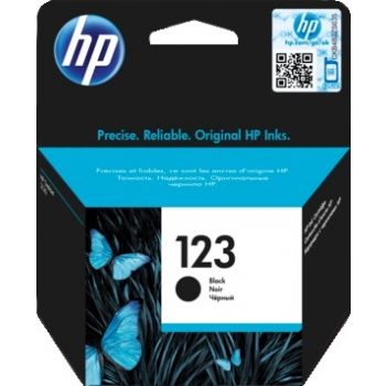  Genuine HP 123 Black Original Ink Cartridge (120 Pages) For HP DeskJet 2130, 2630, 3639 