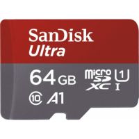  SanDisk 64GB Ultra microSDXC UHS-I Memory Card with Adapter – 100MB/s, C10, U1, Full HD, A1, Micro SD Card 