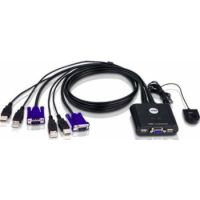  ATEN 2-Port USB VGA Cable KVM Switch with Remote Port Selector 