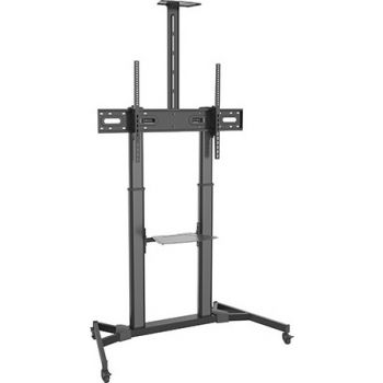  LARGE SCREEN TELESCOPIC HEIGHT ADJUSTABLE STEEL TV CART For most 60"-100" LED/LCD Flat Panel TVs 