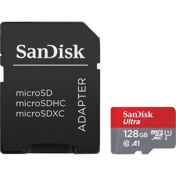  SanDisk 128GB Ultra microSDXC UHS-I Memory Card with Adapter – C10, U1, Full HD, A1, Micro SD Card – 