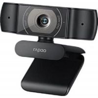  Rapoo C200 720p HD USB Black, 360° Horizontal, 100° Super Wide-Angle Webcam with Microphone for Live Broadcast Video Calling Conference 