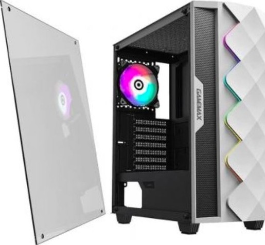 GameMax ARGB Mid Tower ATX Tempered Glass PC Computer Case - White Diamond  6931858773027